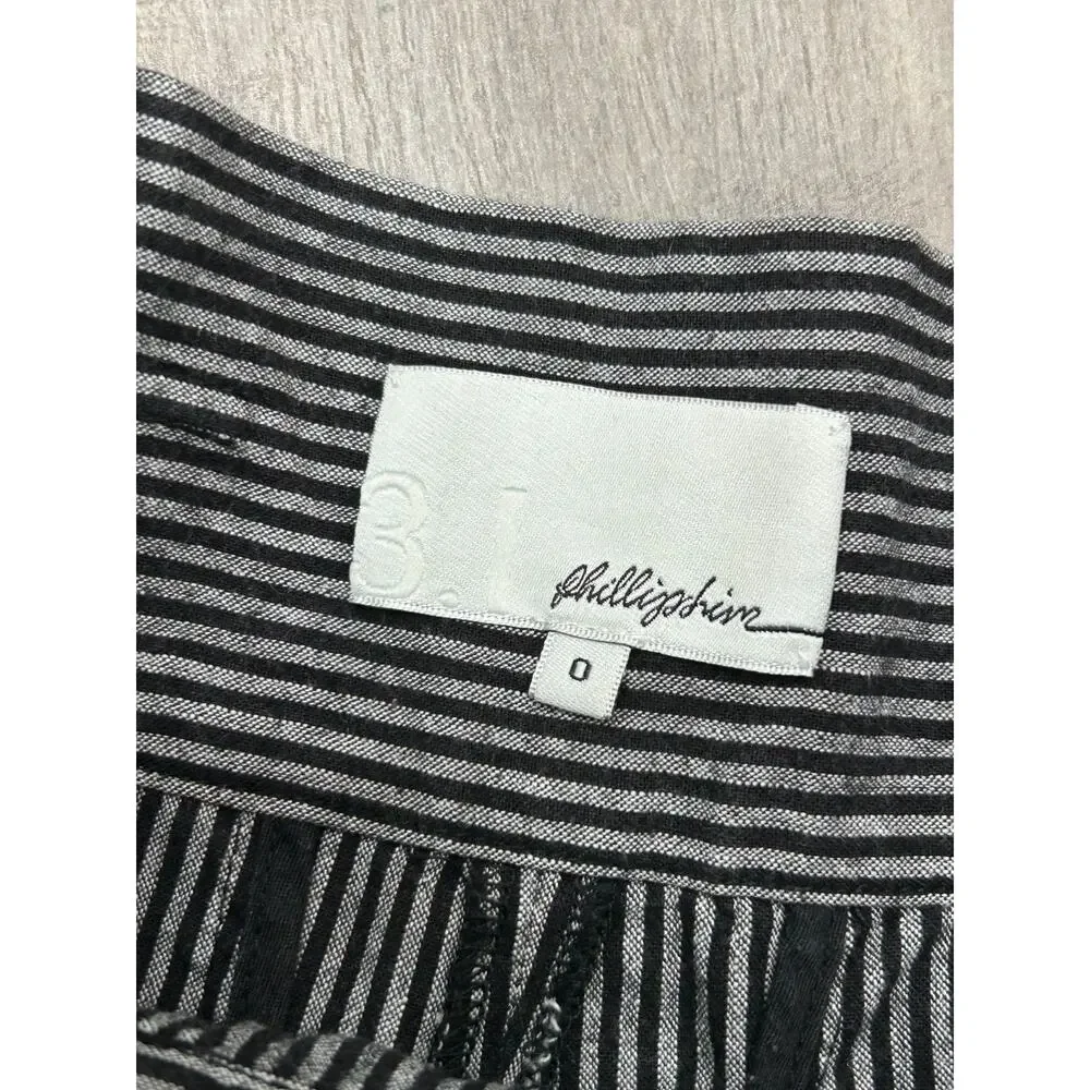 3.1 Phillip Lim Black Linen Blend Pinstripe High-Rise Pleated Paper Bag Shorts 0